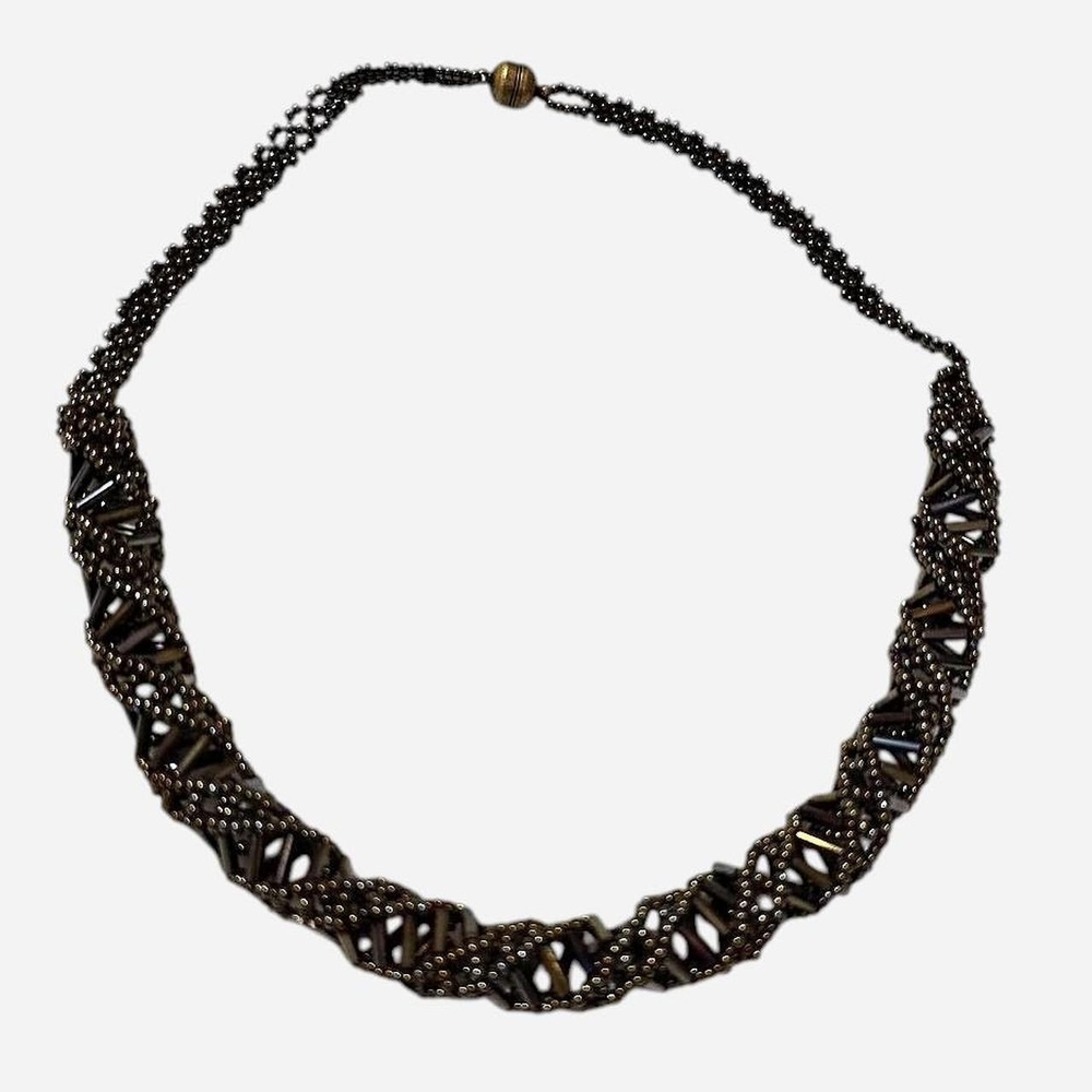 Iridescent DNA Spiral Woven Necklace